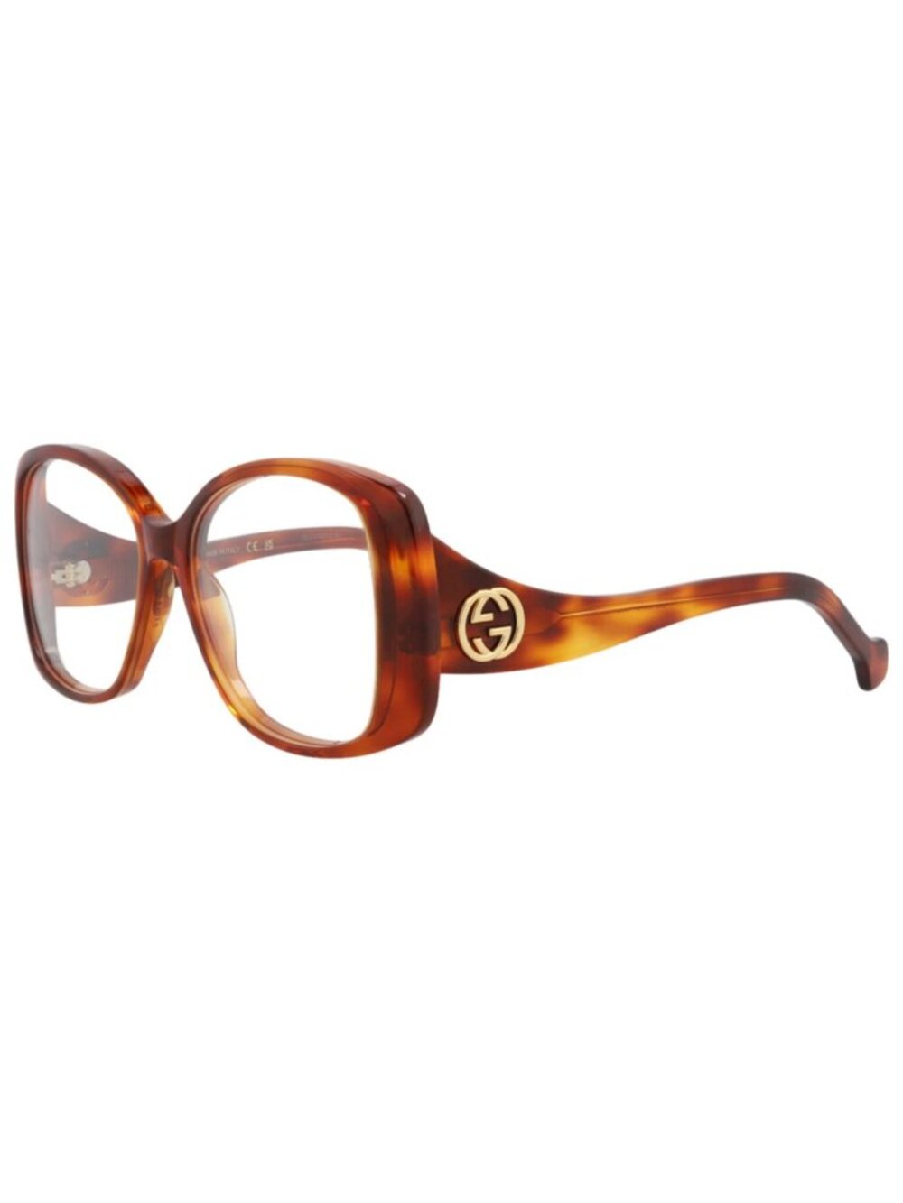 New Gucci Women's Eyeglasses Round Oval Acetate Frame Havana Havana Transparent